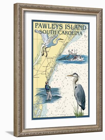 Pawleys Island, South Carolina - Nautical Chart-Lantern Press-Framed Art Print