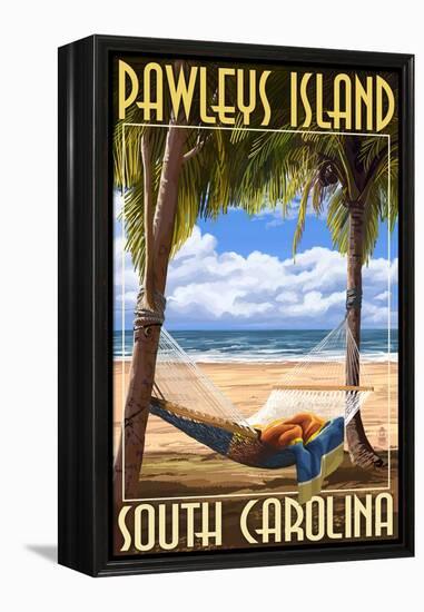 Pawleys Island, South Carolina - Palms and Hammock-Lantern Press-Framed Stretched Canvas