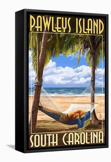 Pawleys Island, South Carolina - Palms and Hammock-Lantern Press-Framed Stretched Canvas