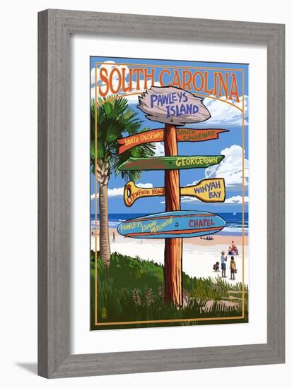 Pawleys Island, South Carolina - Sign Destinations-Lantern Press-Framed Art Print