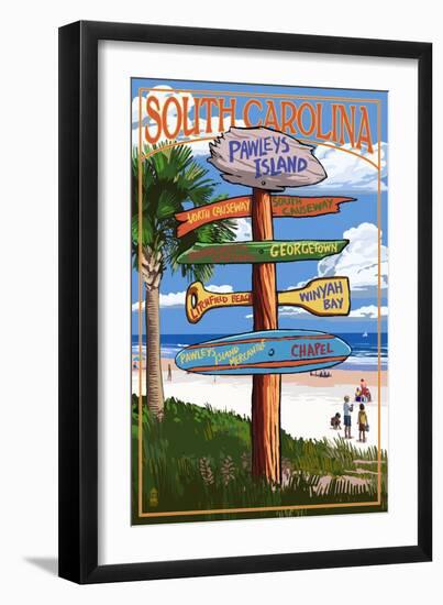 Pawleys Island, South Carolina - Sign Destinations-Lantern Press-Framed Art Print