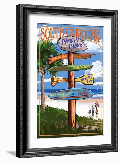 Pawleys Island, South Carolina - Sign Destinations-Lantern Press-Framed Art Print