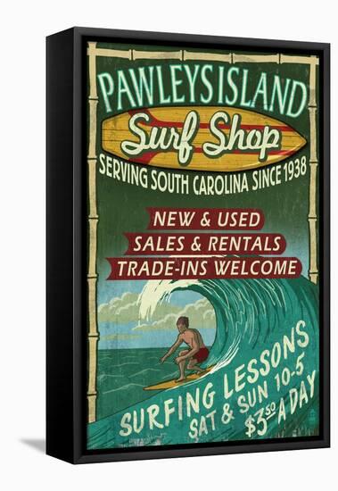 Pawleys Island, South Carolina - Surf Shop-Lantern Press-Framed Stretched Canvas