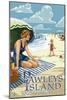 Pawleys Island, South Carolina - Woman on Beach-Lantern Press-Mounted Art Print