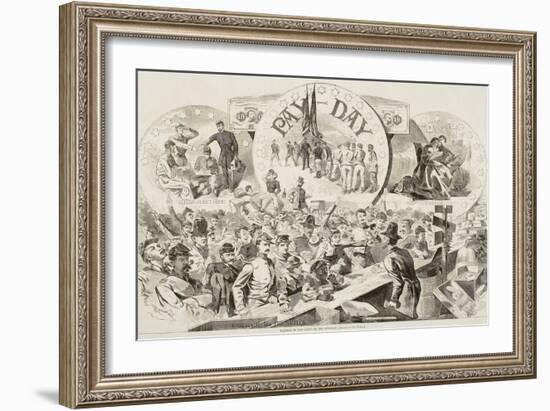 Pay Day in the Army of the Potomac, from "Harper's Weekly", February 28, 1863-Winslow Homer-Framed Giclee Print