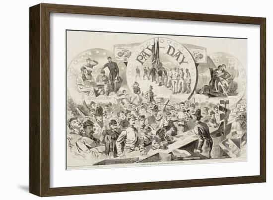 Pay Day in the Army of the Potomac, from "Harper's Weekly", February 28, 1863-Winslow Homer-Framed Giclee Print