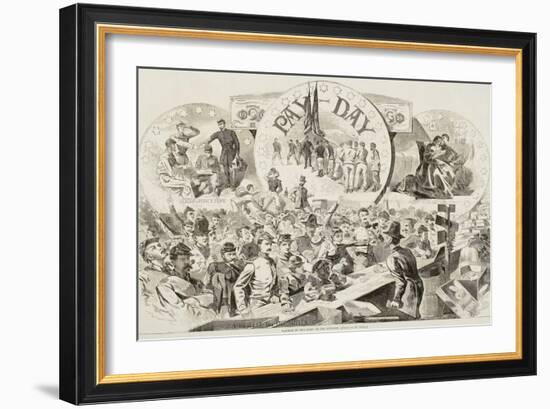 Pay Day in the Army of the Potomac, from "Harper's Weekly", February 28, 1863-Winslow Homer-Framed Giclee Print