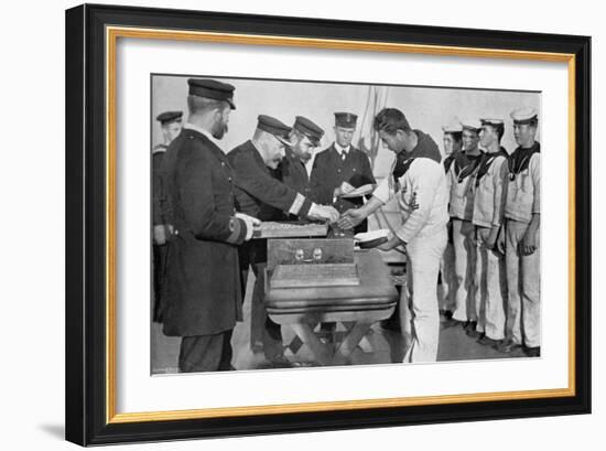 Pay Day on Board HMS Royal Sovereign, 1895-Gregory & Co-Framed Giclee Print