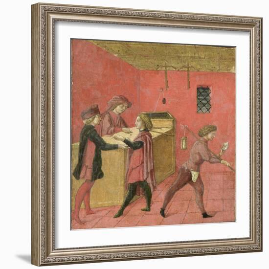 Payment of Salaries to the Night Watchmen in the Camera del Comune of Siena,1440-60-Italian School-Framed Giclee Print