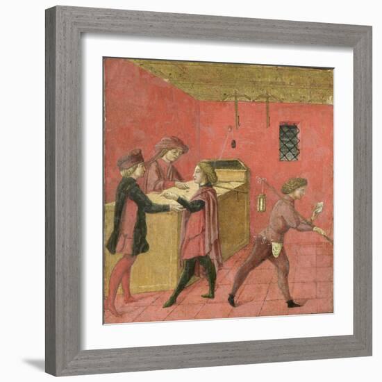 Payment of Salaries to the Night Watchmen in the Camera del Comune of Siena,1440-60-Italian School-Framed Giclee Print