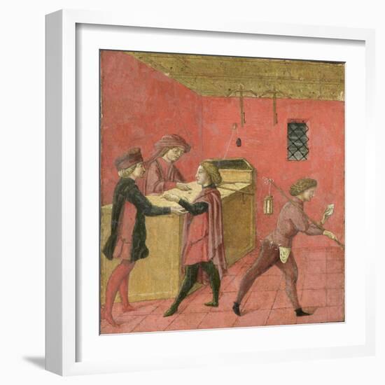 Payment of Salaries to the Night Watchmen in the Camera del Comune of Siena,1440-60-Italian School-Framed Giclee Print