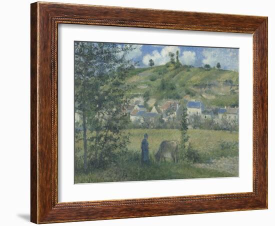 Paysage à Chaponval (Val d'Oise)-Camille Pissarro-Framed Giclee Print