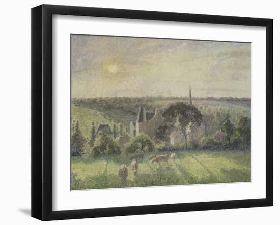 Paysage à Eragny, église et ferme d'Eragny-Camille Pissarro-Framed Giclee Print