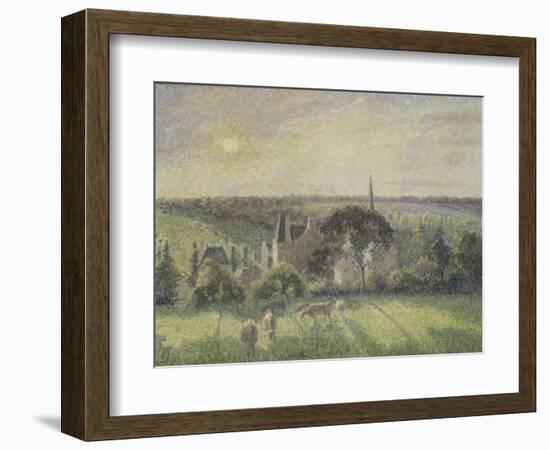 Paysage à Eragny, église et ferme d'Eragny-Camille Pissarro-Framed Giclee Print