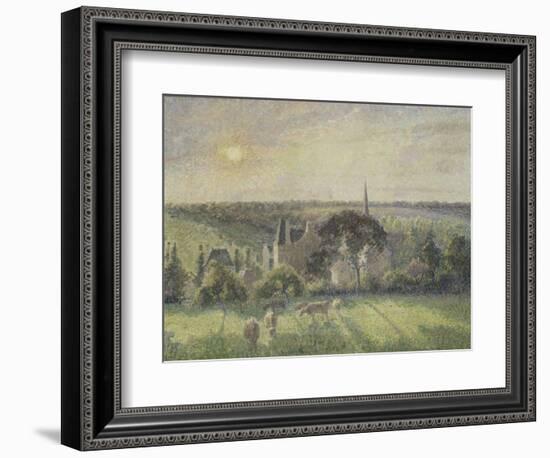 Paysage à Eragny, église et ferme d'Eragny-Camille Pissarro-Framed Giclee Print