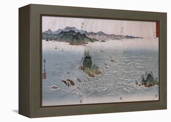 Paysage aux tourbillons d'Awa-Ando Hiroshige-Framed Premier Image Canvas