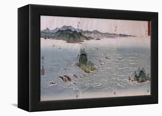 Paysage aux tourbillons d'Awa-Ando Hiroshige-Framed Premier Image Canvas