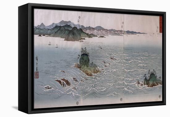 Paysage aux tourbillons d'Awa-Ando Hiroshige-Framed Premier Image Canvas