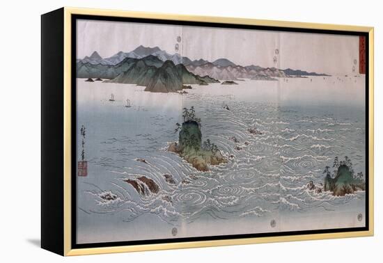 Paysage aux tourbillons d'Awa-Ando Hiroshige-Framed Premier Image Canvas