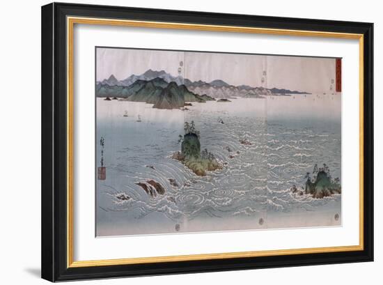 Paysage aux tourbillons d'Awa-Ando Hiroshige-Framed Giclee Print