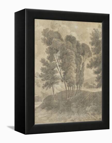 Paysage avec, au centre, un groupe d'arbres-Pierre Henri de Valenciennes-Framed Premier Image Canvas