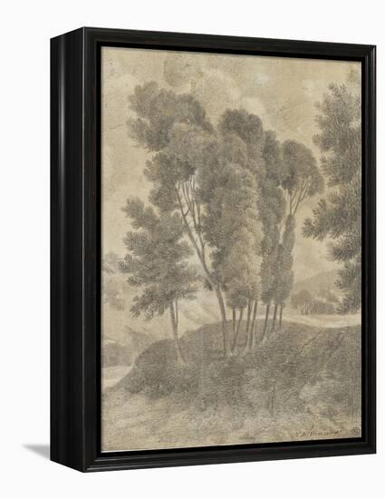 Paysage avec, au centre, un groupe d'arbres-Pierre Henri de Valenciennes-Framed Premier Image Canvas