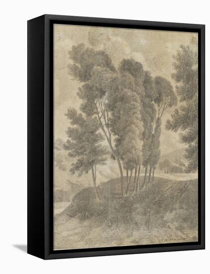 Paysage avec, au centre, un groupe d'arbres-Pierre Henri de Valenciennes-Framed Premier Image Canvas