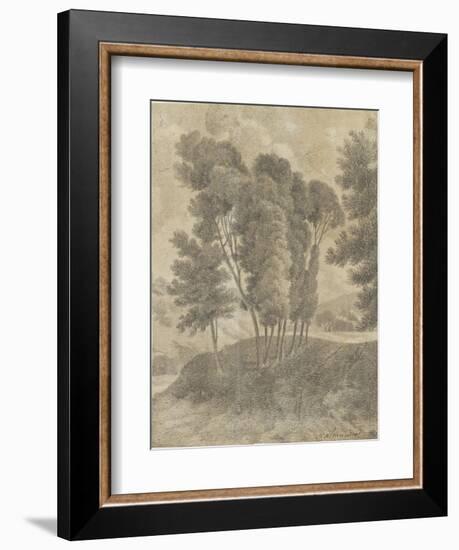 Paysage avec, au centre, un groupe d'arbres-Pierre Henri de Valenciennes-Framed Giclee Print