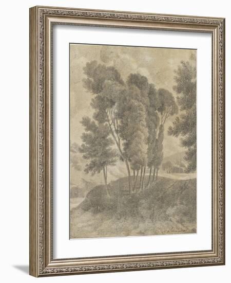 Paysage avec, au centre, un groupe d'arbres-Pierre Henri de Valenciennes-Framed Giclee Print