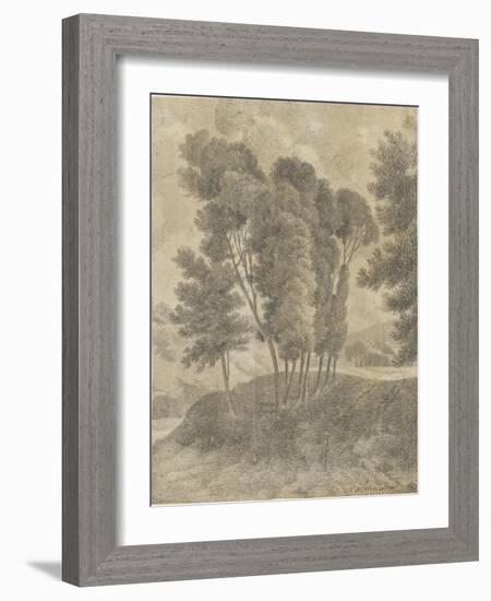 Paysage avec, au centre, un groupe d'arbres-Pierre Henri de Valenciennes-Framed Giclee Print