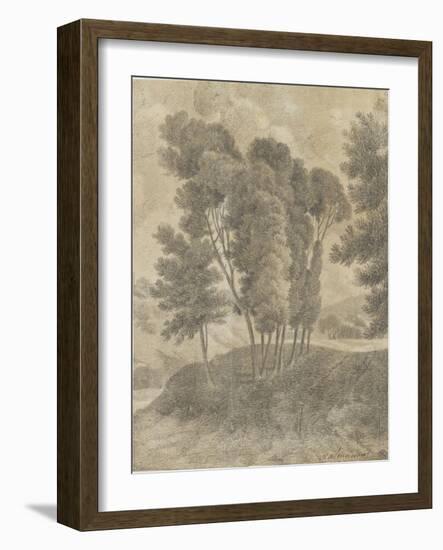 Paysage avec, au centre, un groupe d'arbres-Pierre Henri de Valenciennes-Framed Giclee Print