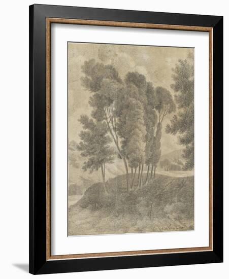 Paysage avec, au centre, un groupe d'arbres-Pierre Henri de Valenciennes-Framed Giclee Print