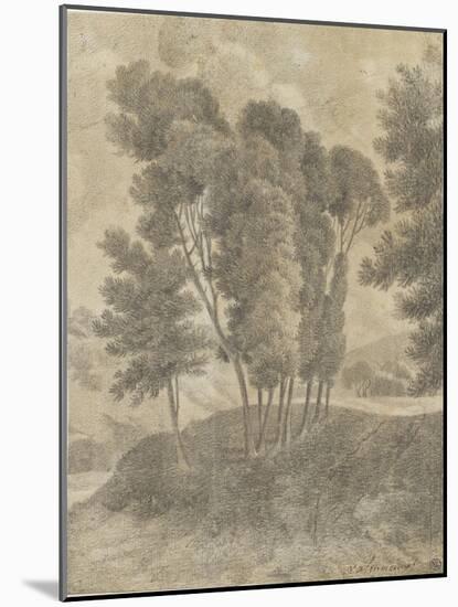 Paysage avec, au centre, un groupe d'arbres-Pierre Henri de Valenciennes-Mounted Giclee Print