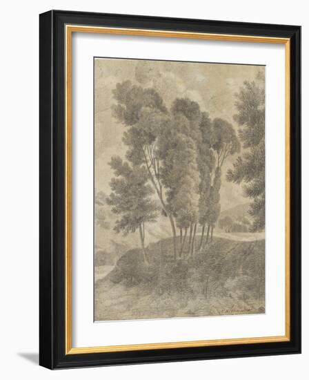 Paysage avec, au centre, un groupe d'arbres-Pierre Henri de Valenciennes-Framed Giclee Print