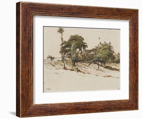 Paysage avec des chaumi?s sous les arbres-Jean-François Millet-Framed Giclee Print