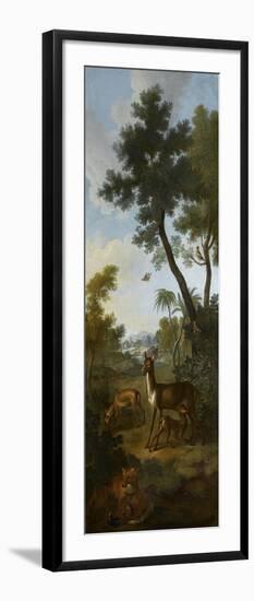 Paysage avec des chevreuils et un renard attaquant un faisan-Christophe Huet-Framed Giclee Print