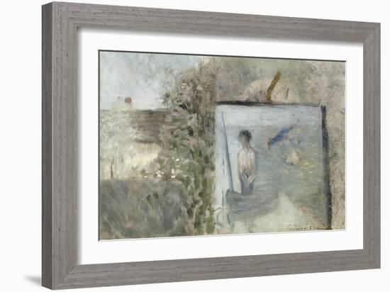 Paysage avec le "Pauvre Pêcheur" de Puvis de Chavannes-Georges Seurat-Framed Giclee Print