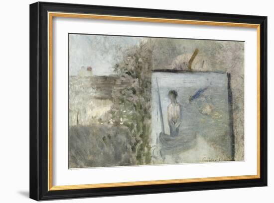 Paysage avec le "Pauvre Pêcheur" de Puvis de Chavannes-Georges Seurat-Framed Giclee Print