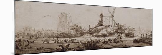 Paysage avec un moulin au centre-Rembrandt van Rijn-Mounted Giclee Print