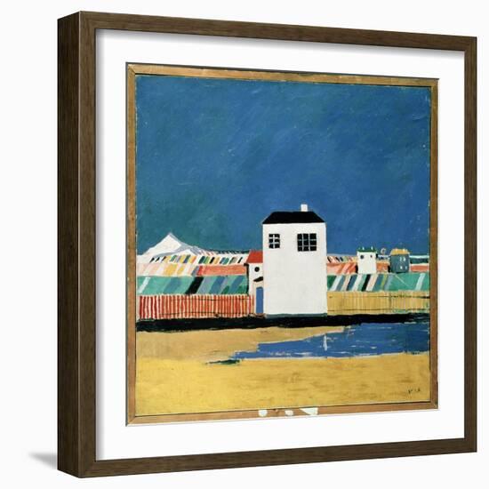 Paysage Avec Une Maison Blanche (Landscape with a White House). Peinture De Kasimir Severinovich Ma-Kazimir Severinovich Malevich-Framed Giclee Print