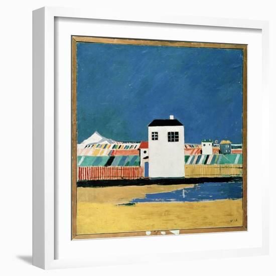 Paysage Avec Une Maison Blanche (Landscape with a White House). Peinture De Kasimir Severinovich Ma-Kazimir Severinovich Malevich-Framed Giclee Print