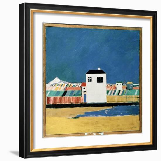 Paysage Avec Une Maison Blanche (Landscape with a White House). Peinture De Kasimir Severinovich Ma-Kazimir Severinovich Malevich-Framed Giclee Print