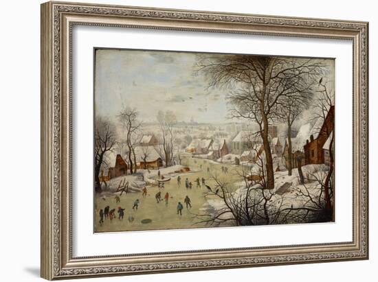 Paysage D'hiver Avec Un Piege a Oiseau - Winter Landscape with a Bird Trap, by Brueghel, Pieter, Th-Pieter the Younger Brueghel-Framed Giclee Print