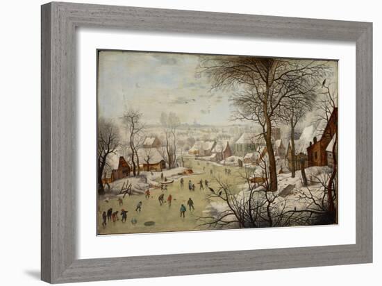 Paysage D'hiver Avec Un Piege a Oiseau - Winter Landscape with a Bird Trap, by Brueghel, Pieter, Th-Pieter the Younger Brueghel-Framed Giclee Print