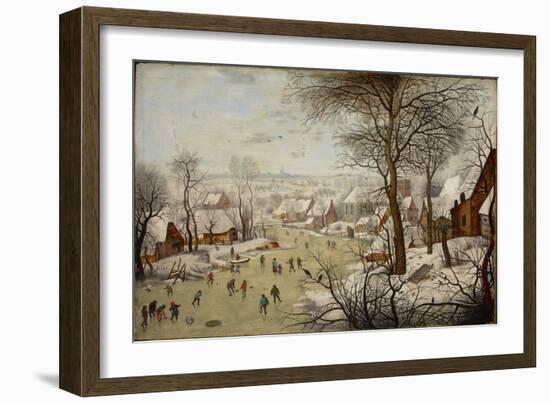 Paysage D'hiver Avec Un Piege a Oiseau - Winter Landscape with a Bird Trap, by Brueghel, Pieter, Th-Pieter the Younger Brueghel-Framed Giclee Print