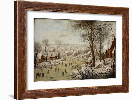 Paysage D'hiver Avec Un Piege a Oiseau - Winter Landscape with a Bird Trap, by Brueghel, Pieter, Th-Pieter the Younger Brueghel-Framed Giclee Print