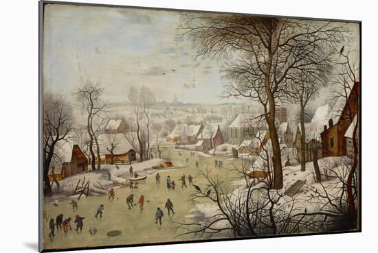 Paysage D'hiver Avec Un Piege a Oiseau - Winter Landscape with a Bird Trap, by Brueghel, Pieter, Th-Pieter the Younger Brueghel-Mounted Giclee Print