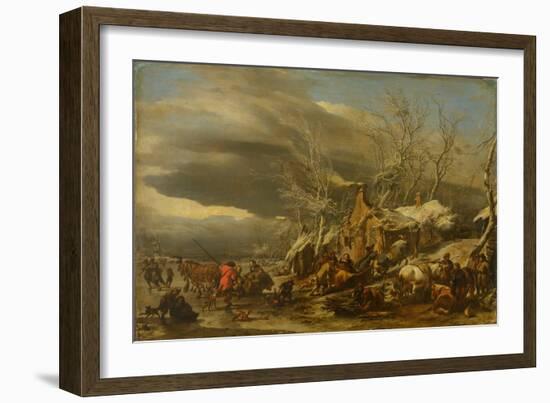 Paysage D'hiver - Winter Landscape, by Berchem, Nicolaes (Claes) Pietersz, the Elder (1620-1683). O-Nicolaes Pietersz Berchem-Framed Giclee Print