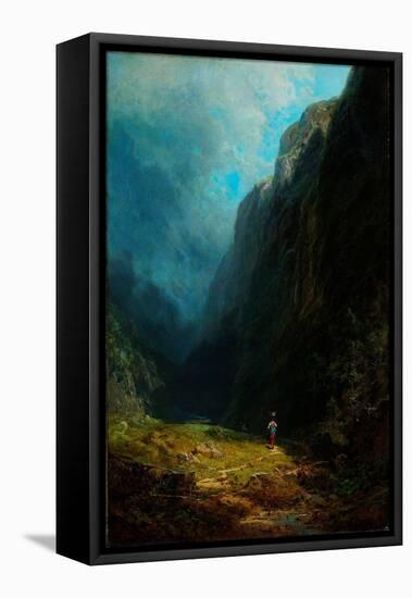 Paysage De Haute Vallee Alpine  Vue Du Mont Wendelstein Allemagne (In the Alpine High Valley Lands-Carl Spitzweg-Framed Premier Image Canvas