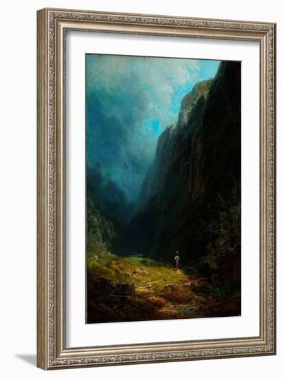 Paysage De Haute Vallee Alpine  Vue Du Mont Wendelstein Allemagne (In the Alpine High Valley Lands-Carl Spitzweg-Framed Giclee Print